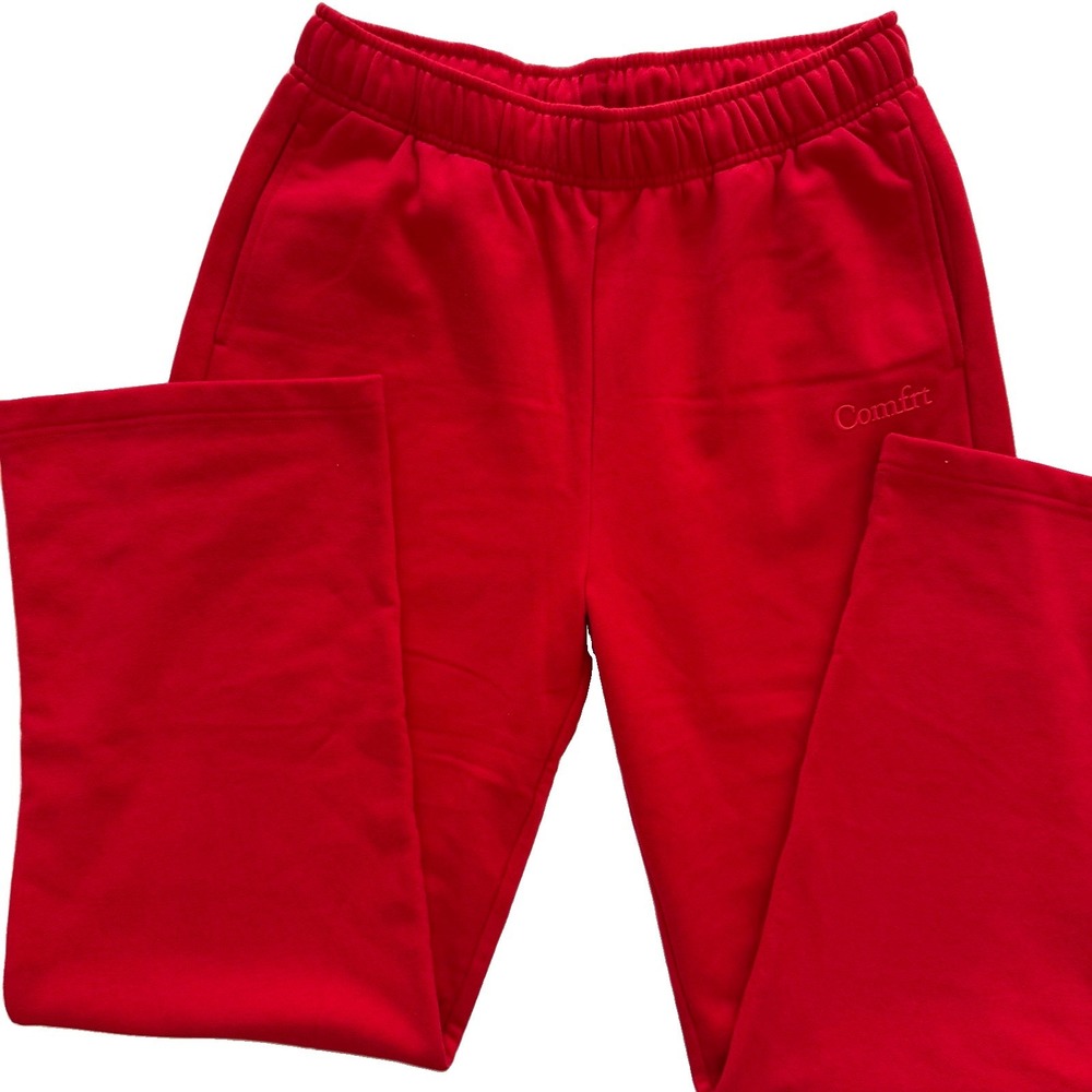 Comfrt Minimalist Basic Wide Leg Sweatpants In Crimson Red Size Large NWOT